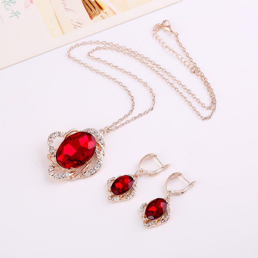 Necklace Earrings Jewelry Set of cross-border electricity supplier explosion of two sets of independent packaging bride is