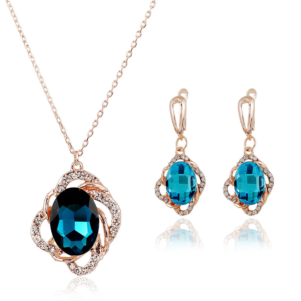 Necklace Earrings Jewelry Set of cross-border electricity supplier explosion of two sets of independent packaging bride is