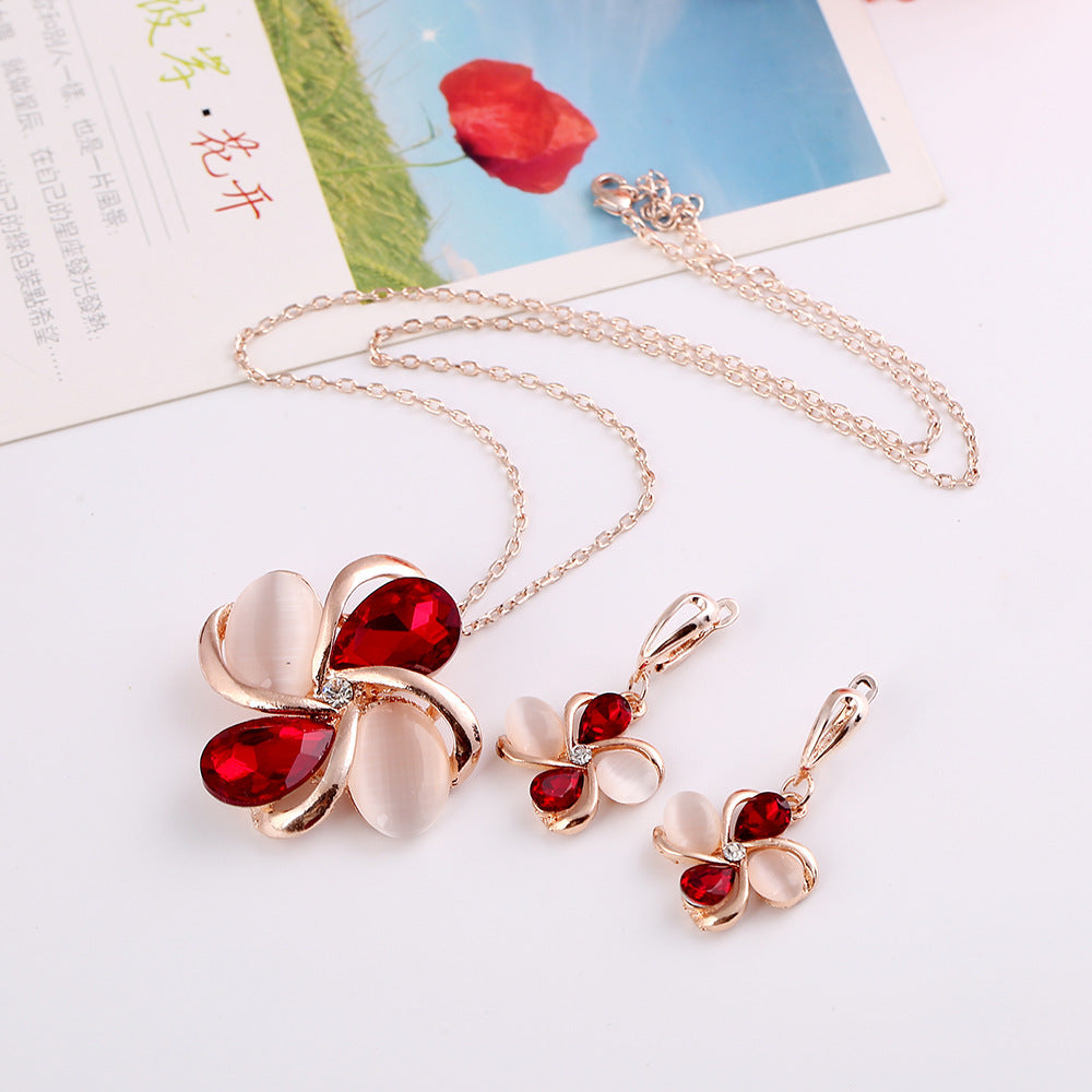 Necklace Earrings Jewelry Set of cross-border electricity supplier explosion of two sets of independent packaging bride is