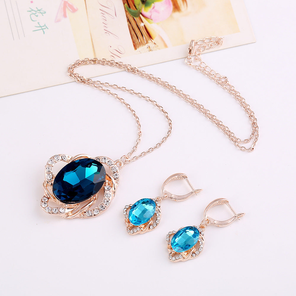 Necklace Earrings Jewelry Set of cross-border electricity supplier explosion of two sets of independent packaging bride is
