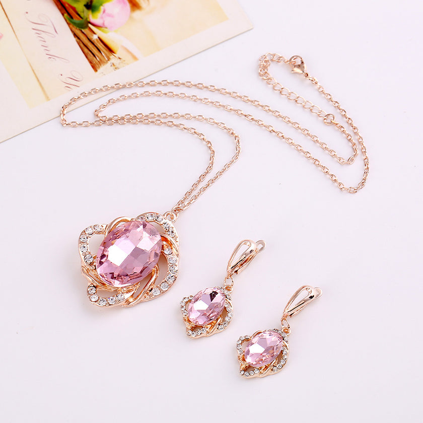 Necklace Earrings Jewelry Set of cross-border electricity supplier explosion of two sets of independent packaging bride is