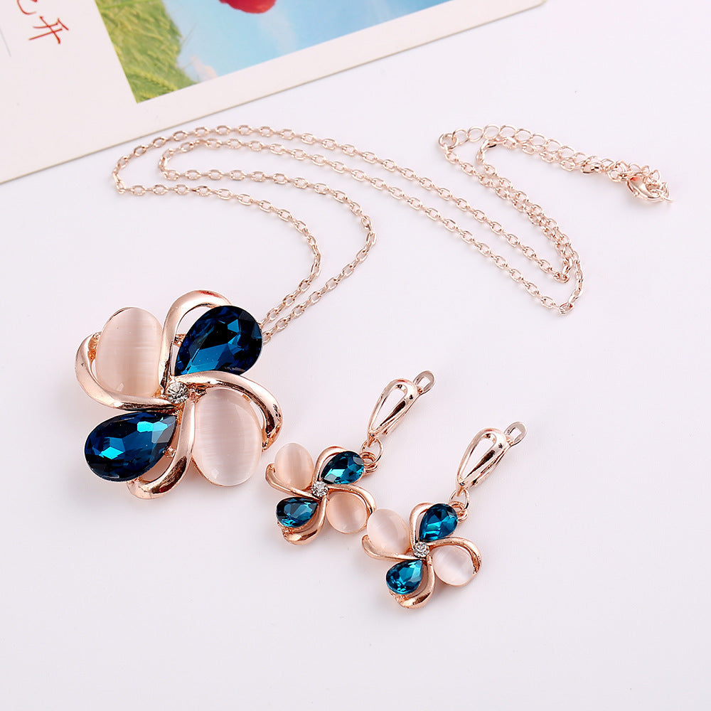 Necklace Earrings Jewelry Set of cross-border electricity supplier explosion of two sets of independent packaging bride is