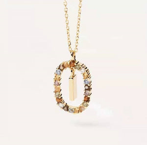 925 Sterling Silver Gold Letters A - Z Initial Alphabet  Long Chain Necklace