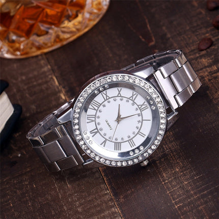 Rhinestone Quartz Watch Casual Women Stainless Steel Wristwatches Female Clock