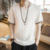short sleeves Thin section linen casual large size short sleeve men's cotton and linen T-shirt