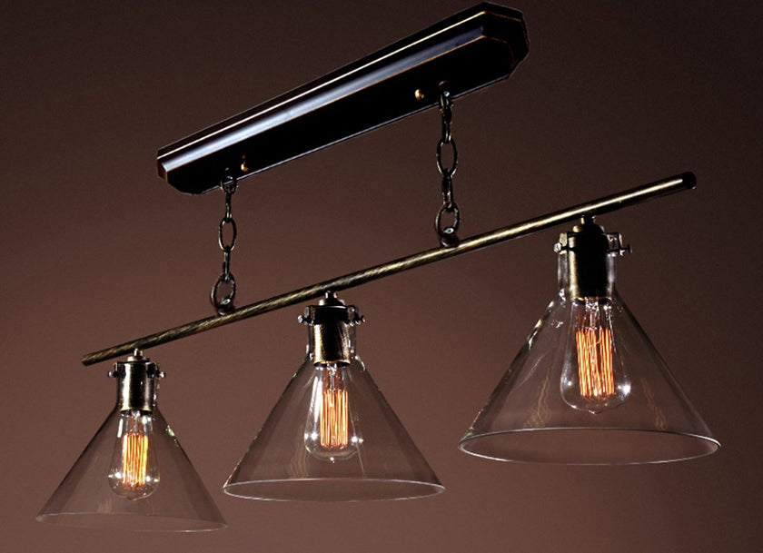 Lola 3-light Black Island Edison Chandelier with Bulbs
