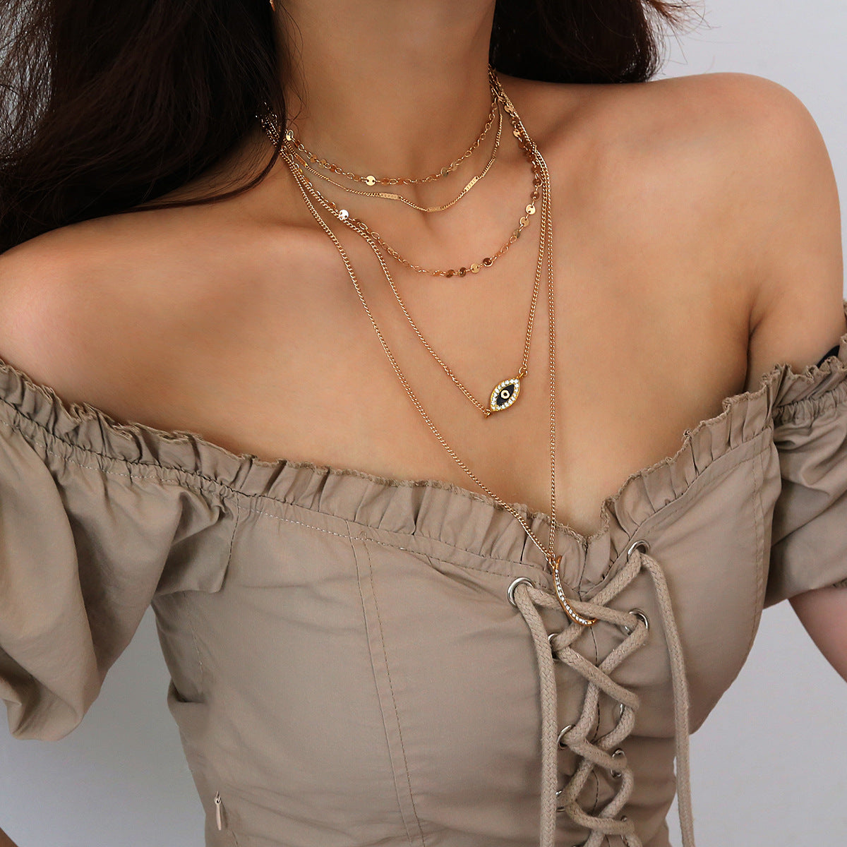 Retro exaggerated multi-layer necklace