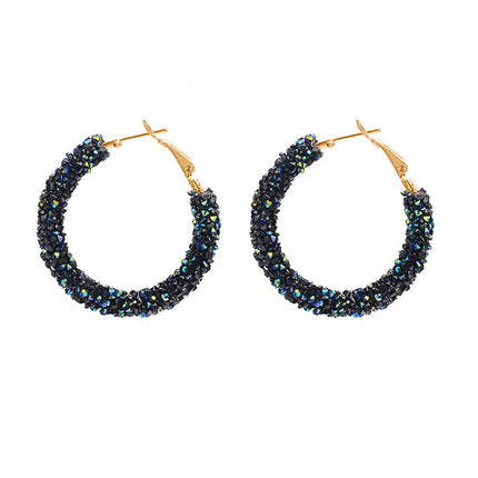 Diamond circle matte earrings earrings Japan and South Korea simple charm full diamond fashion wild earrings