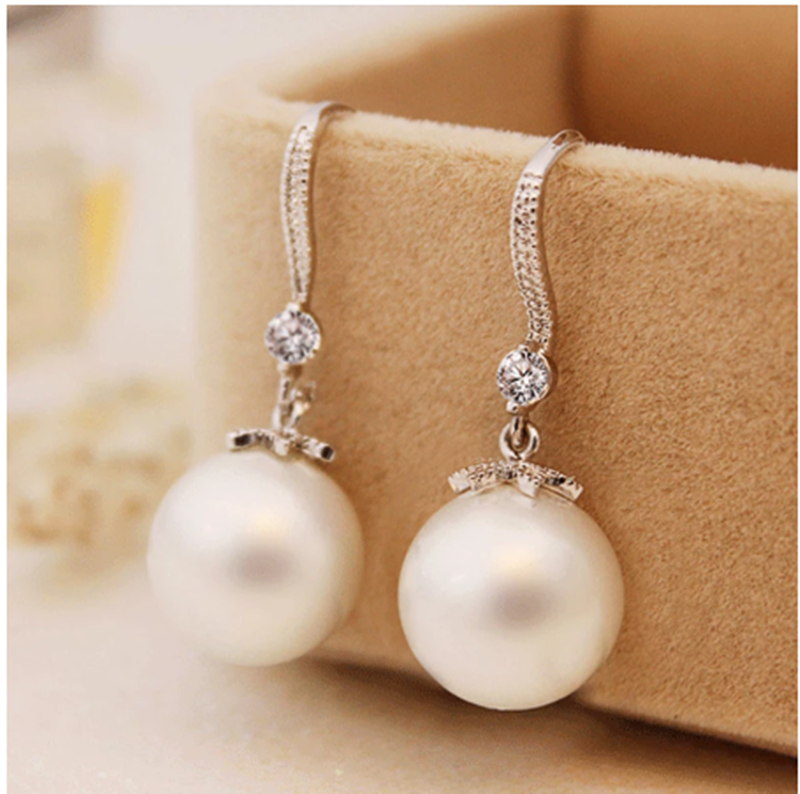 Pearl Earrings With Female Korean White Copper Plating