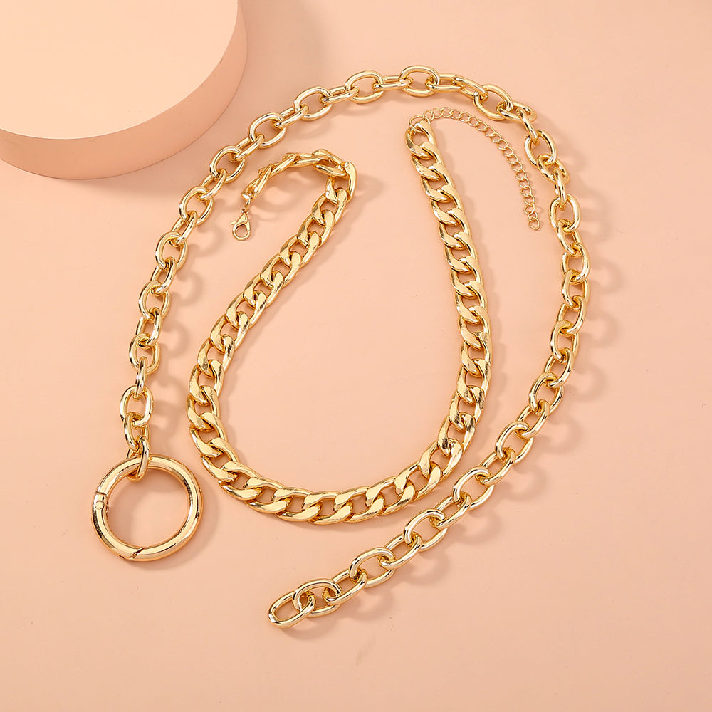 Exaggerated Round Aluminum Chain Multi-layer Necklace
