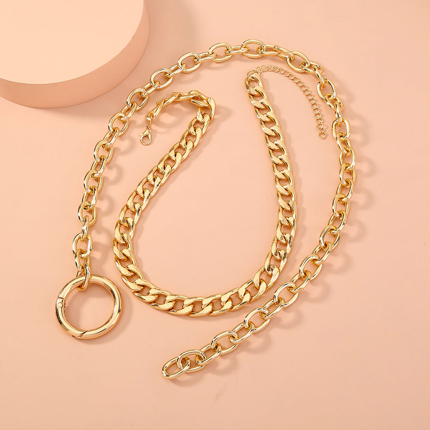 Exaggerated Round Aluminum Chain Multi-layer Necklace