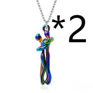 Hot Sale Affectionate Hug Necklace Couples Anniversary Valentine's Day  Gift Fashion Punk Street Style Pendant Necklace