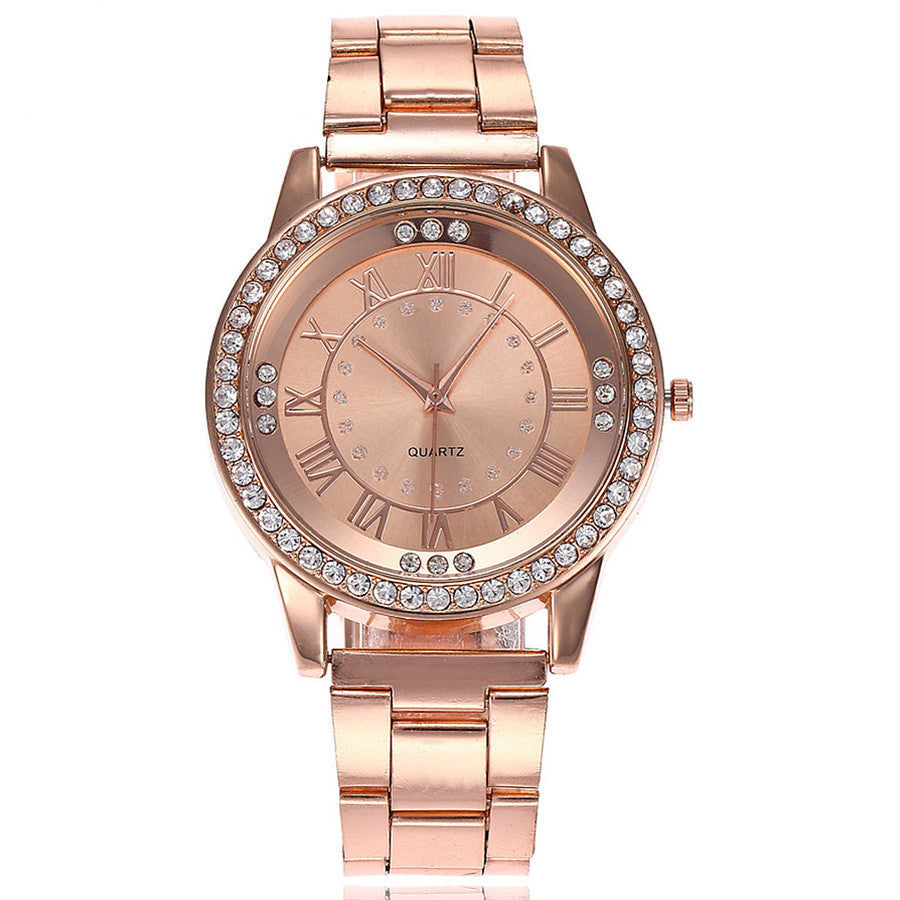 Rhinestone Quartz Watch Casual Women Stainless Steel Wristwatches Female Clock