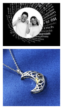 Couple Projection Necklace Sun Moon Customization
