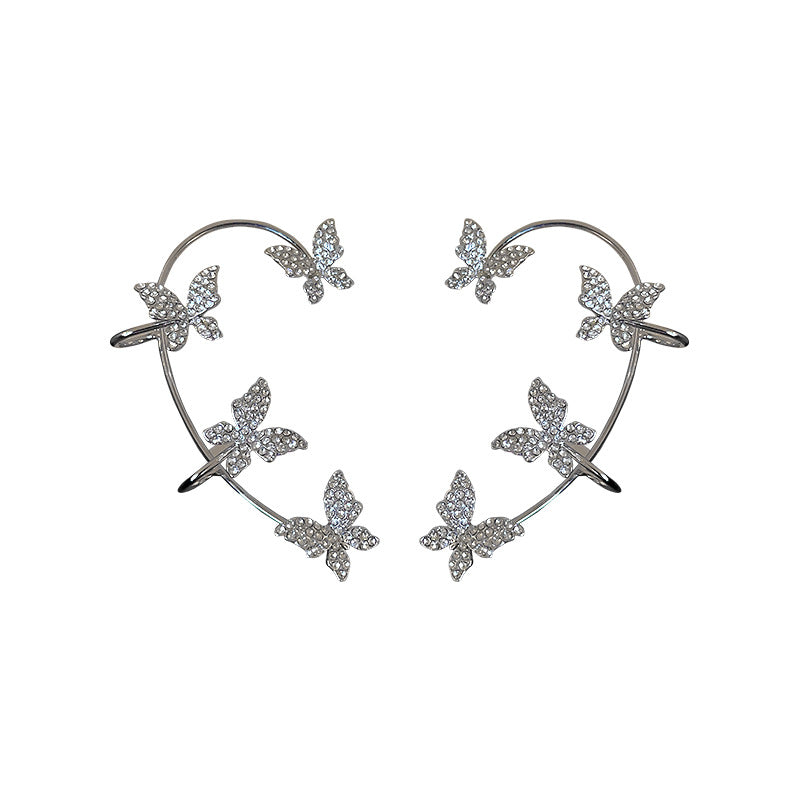 Korea Diamond Butterfly Ear Hook Without Pierced Bone Clip