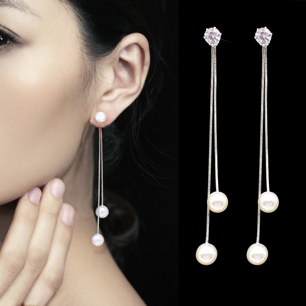 Simulated Pearl Drop Earrings