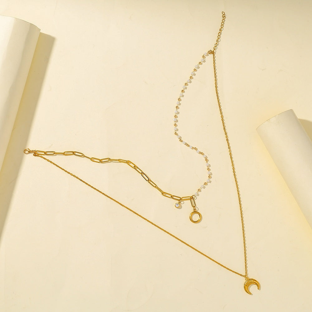 Double-Layer Titanium Steel Necklace Female Clavicle Chain