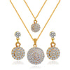 The bride jewelry two piece Necklace Earrings Set Round Diamond Jewelry Set Gold Jewellery Set