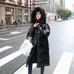 Women's Thickened Long Pearl Shiny Cotton Coat