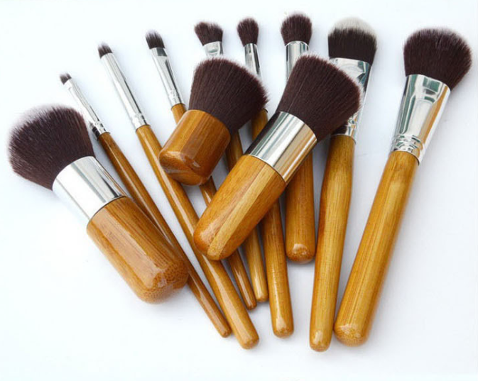 Bamboo Handle Makeup Brush Suit Bamboo Pole With Sack Top Quality
