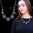 Korean fashion accessories, sweater chain, Crystal Snowflake Necklace, long necklace necklace, tassel sweater chain