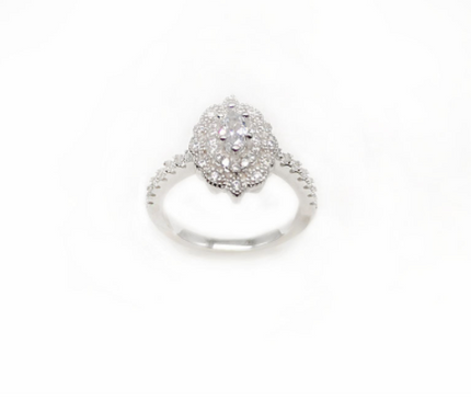 Luxury Silver With Diamond Oval Ring
