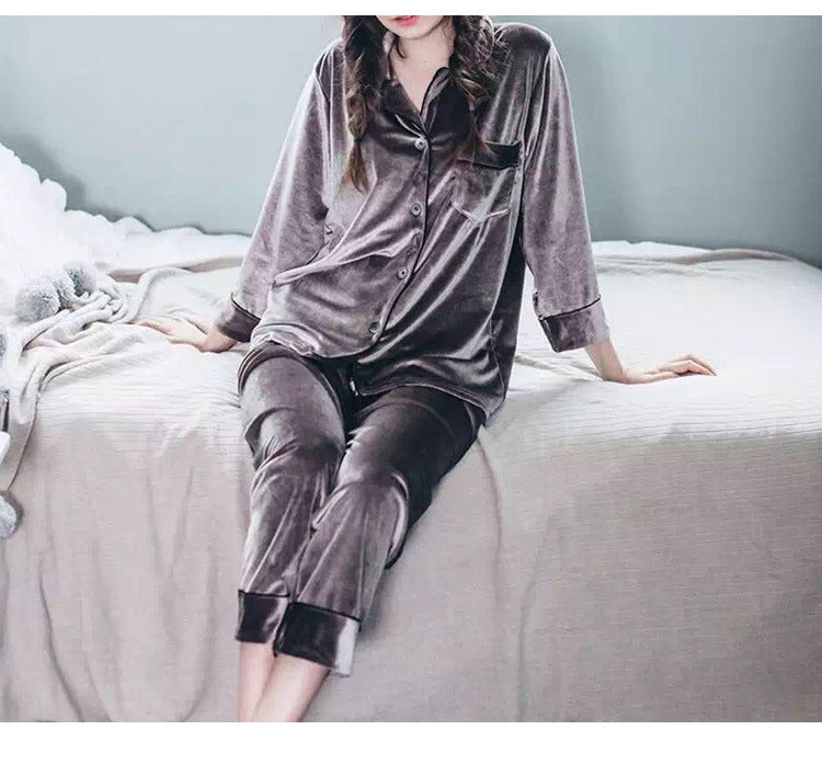 Alpscommerce unisex Gold Velvet Long Sleeve Pajamas gift