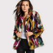Women Elegant Colorful Long Sleeve Collarless Casual Woman Fur Coat
