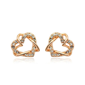 Luxury Gold Heart Rose Gold Color Stud Earrings