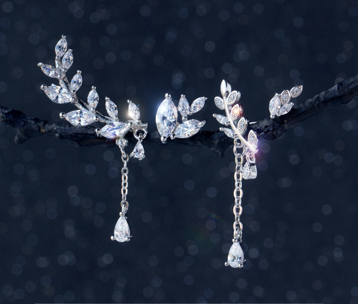 925 Silver Earrings  diamond