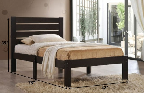 Popular Espresso Queen Size Slat Wood Bed