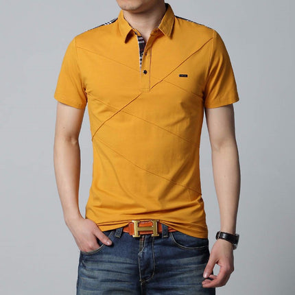 Mens T Shirts Fashion   5XL Summer T Shirt Geometric Design Turn-down Collar Short Sleeve Cotton T-shirt Men Tee 5XL