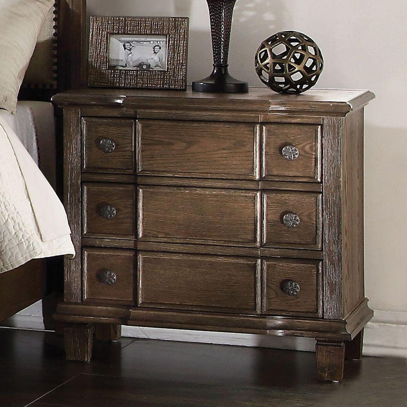 27' X 18' X 26' Weathered Oak Wooden Nightstand