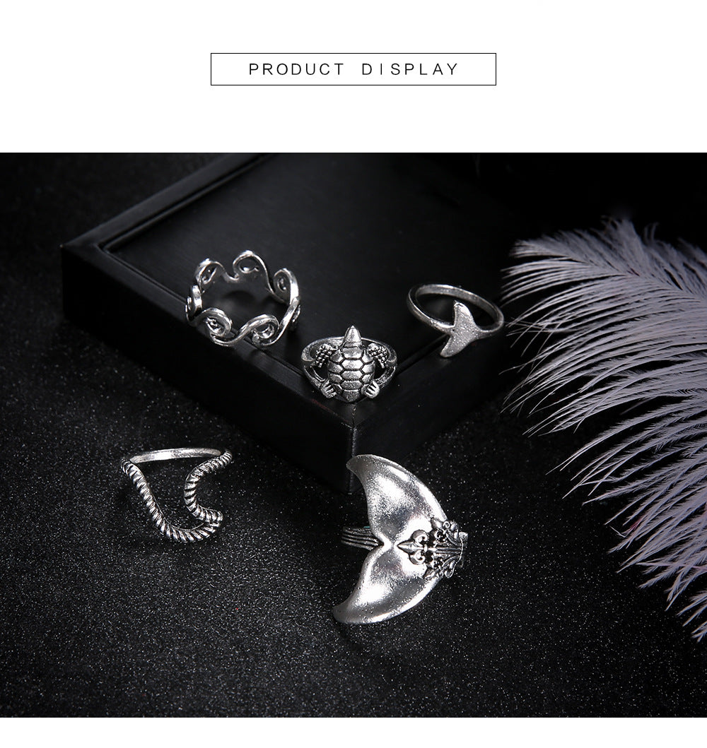 Geometric Turtle Mermaid Ring