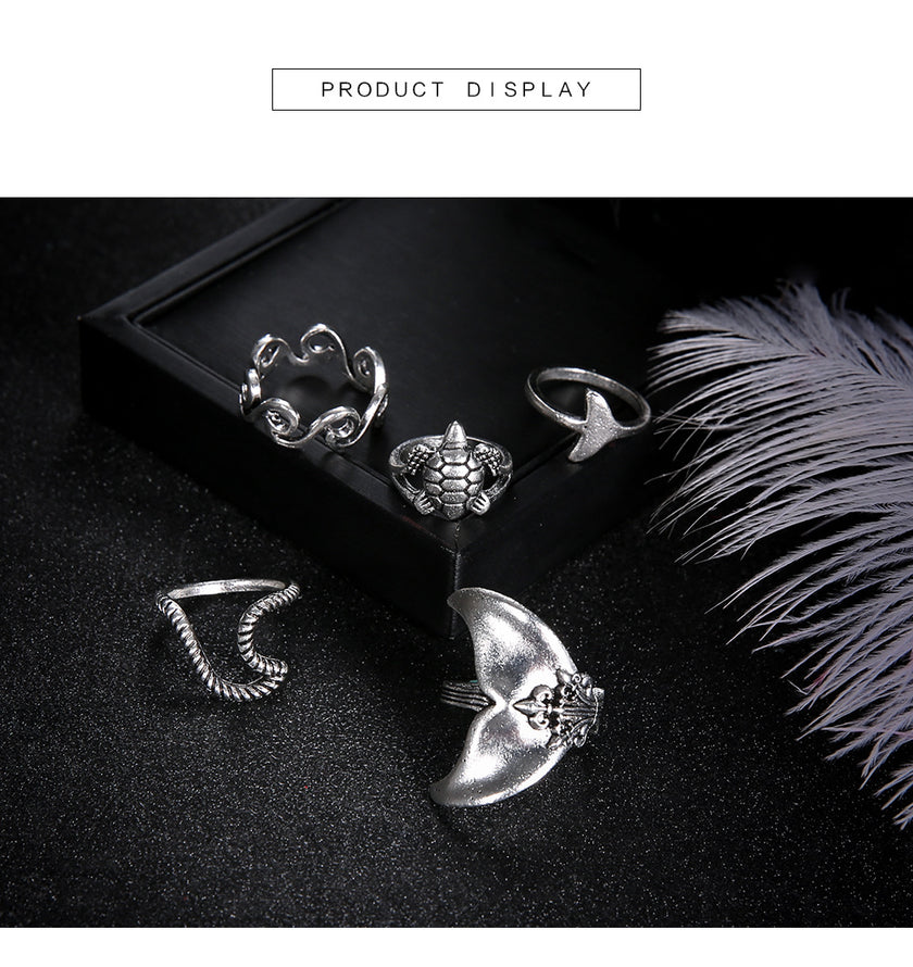 Geometric Turtle Mermaid Ring