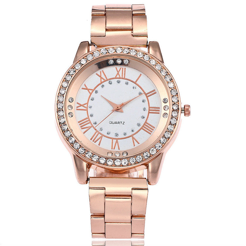 Rhinestone Quartz Watch Casual Women Stainless Steel Wristwatches Female Clock