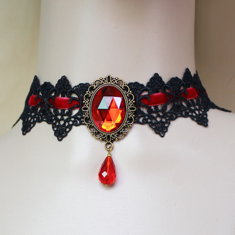 Alpscommerce  Necklace Lace Choker Necklace For Women Nightmare Before Christmas Black Layered Necklace