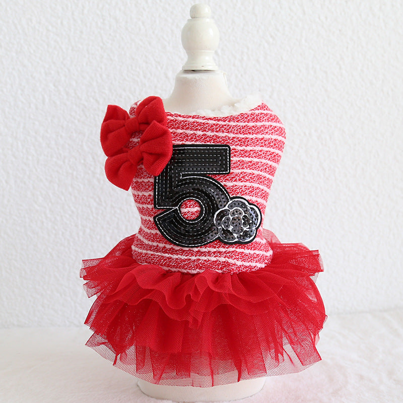 Double Bow Cotton Skirt Teddy Dog Clothes