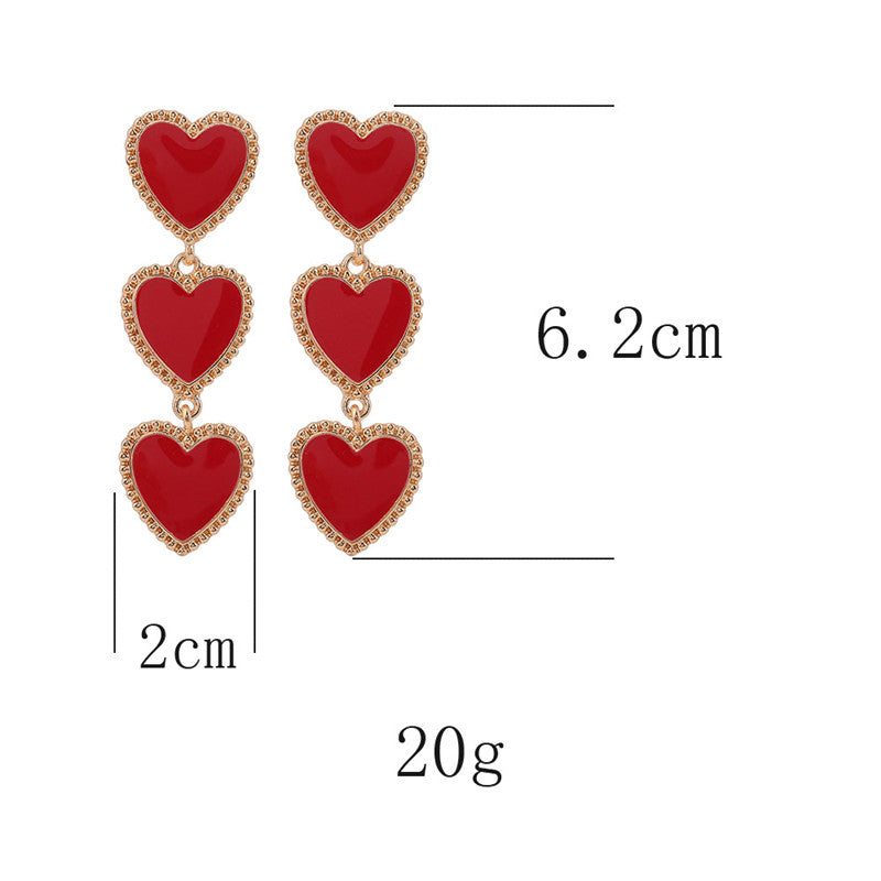 Alloy oil drop love earrings