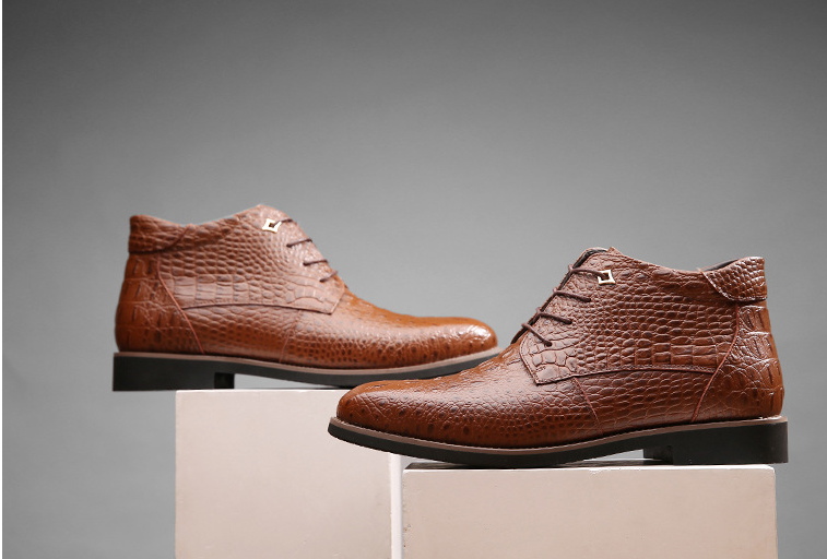 Misalwa  Quality Fashion  Men Leather Boots Waterproof Casual