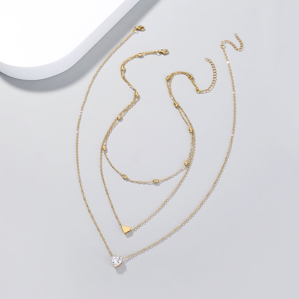 Heart Zircon Multi-layer Necklace
