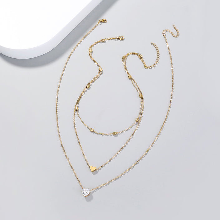 Heart Zircon Multi-layer Necklace