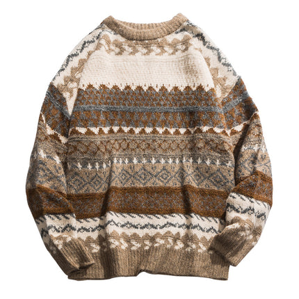 New Ethnic Style Color Sweater Men Loose