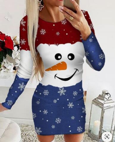 Elements Digital Positioning Printed Long Sleeve Slim Dress