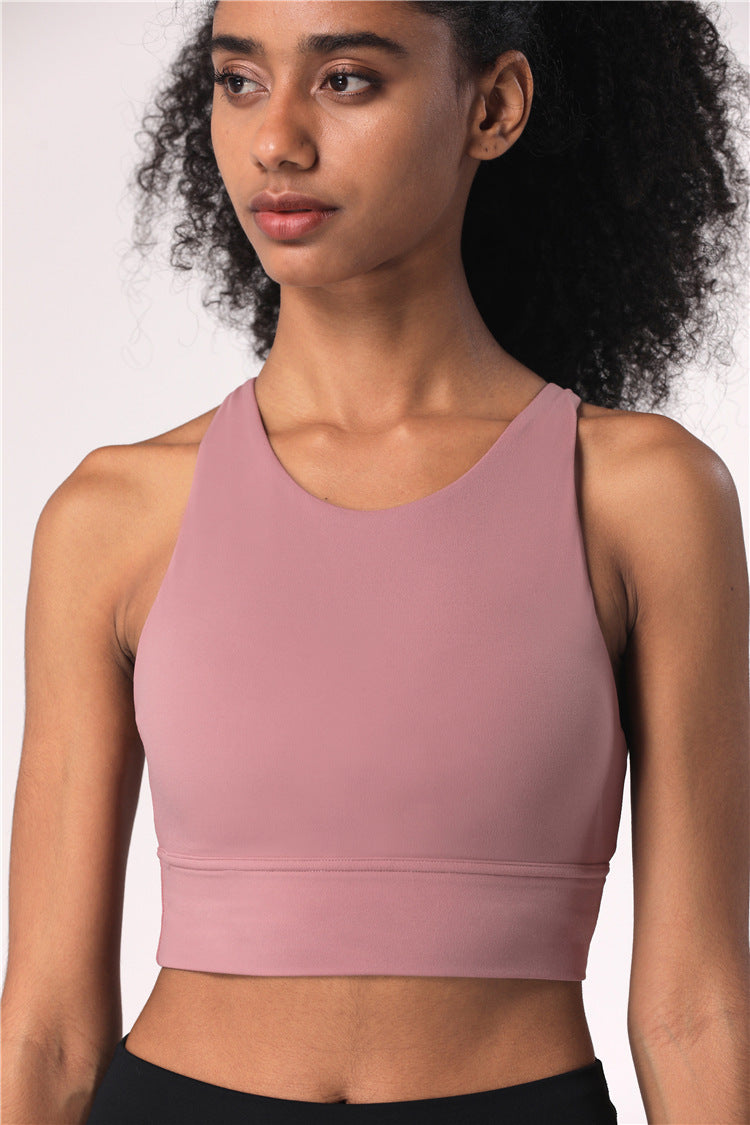 Underwear Strappy Longline Yoga Bras Supportive Round Neck Gym Tops
