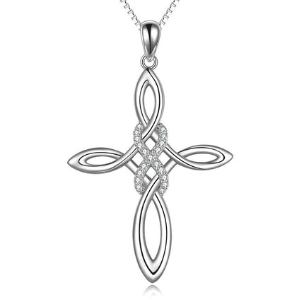 Sterling Silver Celtic Knot Cross Irish Infinity Cross Pendant Necklace Jewelry Gifts