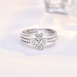 Ring Four-Leaf Clover Ring For Women Split Three-In-One Combination Opening Ring Adjustable Size
