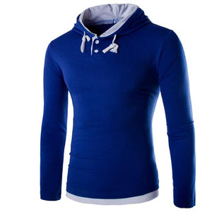 Men Hooded Stitching Tops