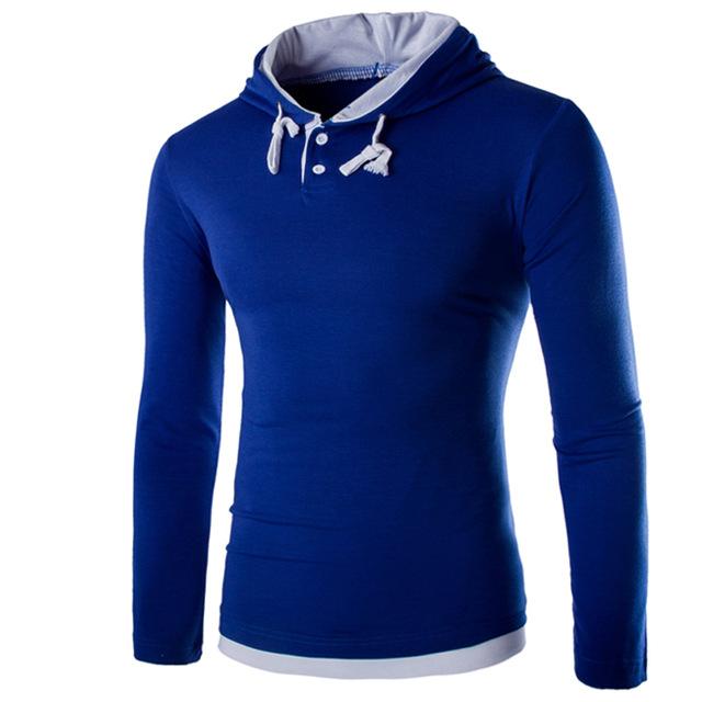 Men Hooded Stitching Tops