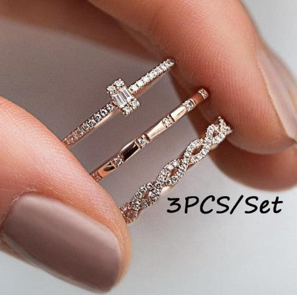 Square set with diamond studded zircon ring
